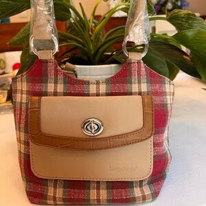 Longaberger Red and Tan Plaid Shoulder Bag